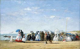 Fashionable Figures on the Beach, 1865 von Eugene Boudin | Leinwand Kunstdruck