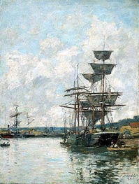 Ships at Le Havre, 1887 von Eugene Boudin | Leinwand Kunstdruck