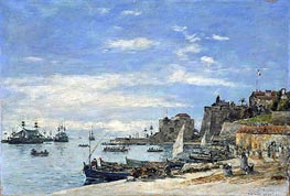 Quay at Villefranche, 1892 von Eugene Boudin | Leinwand Kunstdruck