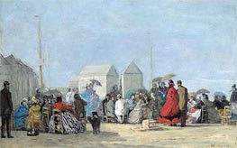 Beach Scene at Trouville, 1864 von Eugene Boudin | Leinwand Kunstdruck