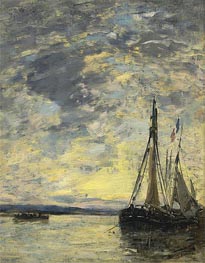 Sailing Boats at Quay | Eugene Boudin | Painting Reproduction