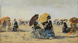 Strand von Trouville, c.1885 von Eugene Boudin | Leinwand Kunstdruck