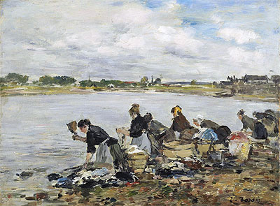 Laundresses on the Banks of the Touques, 1895 | Eugene Boudin | Giclée Leinwand Kunstdruck