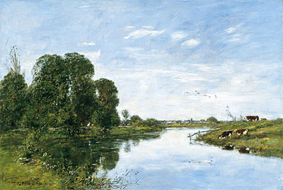 The River Touques at Saint-Arnoult, 1895 | Eugene Boudin | Giclée Leinwand Kunstdruck