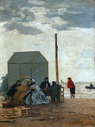The Beach at Deauville, 1864 | Eugene Boudin | Giclée Leinwand Kunstdruck