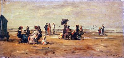 The Beach at Trouville, 1879 | Eugene Boudin | Giclée Leinwand Kunstdruck