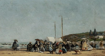 Trouville Beach, 1864 | Eugene Boudin | Giclée Leinwand Kunstdruck