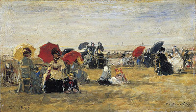Beach Scene at Trouville, 1880 | Eugene Boudin | Giclée Leinwand Kunstdruck