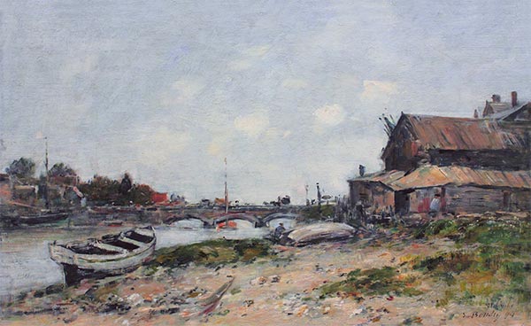 The Bridge over the River Touques at Deauville, 1894 | Eugene Boudin | Giclée Leinwand Kunstdruck