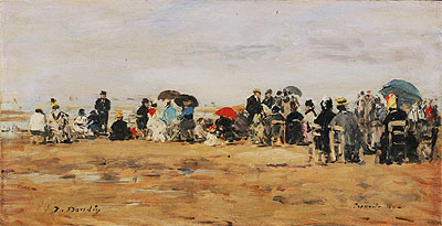 Beach at Trouville, 1880 | Eugene Boudin | Giclée Leinwand Kunstdruck