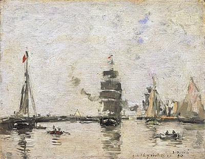 Boats in Trouville Harbor, 1894 | Eugene Boudin | Giclée Leinwand Kunstdruck