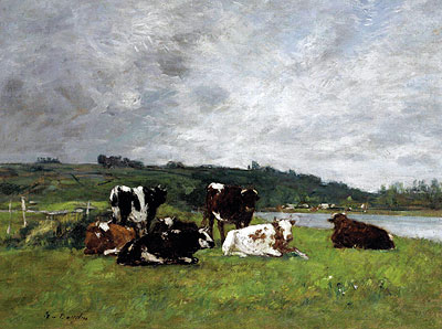 Cows in the Pasture, c.1880/85 | Eugene Boudin | Giclée Leinwand Kunstdruck