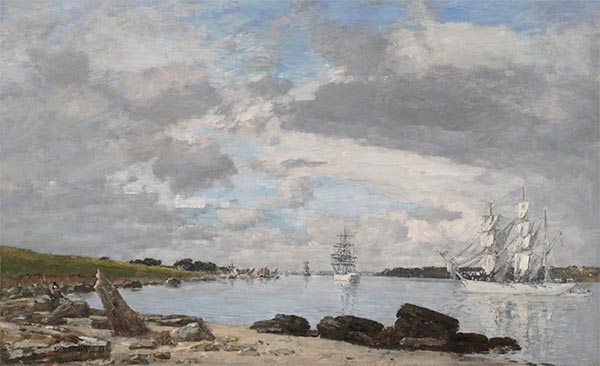 Die Bucht an der Mündung des Flusses Elorn, Landerneau, 1871 | Eugene Boudin | Giclée Leinwand Kunstdruck
