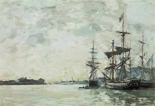 Le Havre, verankerte Schiffe im Hafen, c.1868/72 | Eugene Boudin | Giclée Leinwand Kunstdruck