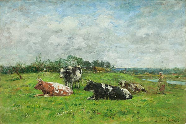 Weide in der Normandie, 1880s | Eugene Boudin | Giclée Leinwand Kunstdruck