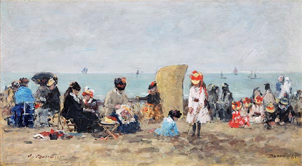 Szene am Strand von Trouville, 1881 | Eugene Boudin | Giclée Leinwand Kunstdruck