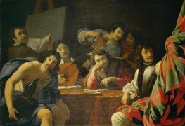 Zusammenkunft von Freunden, 1640 von Eustache Le Sueur | Leinwand-Kunstdruck