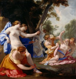 Diana entdeckt die Schwangerschaft von Callisto, c.1638/39 von Eustache Le Sueur | Leinwand-Kunstdruck