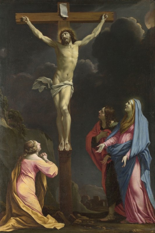 Christ on the Cross with the Virgin and Saints, 1643 | Eustache Le Sueur | Giclée Canvas Print