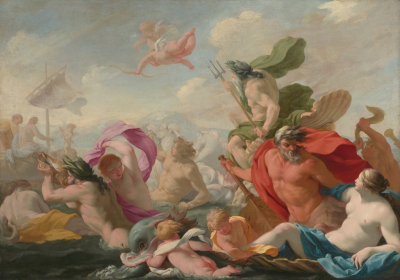 Meeresgötter huldigen der Liebe, c.1636/38 | Eustache Le Sueur | Giclée Leinwand-Kunstdruck