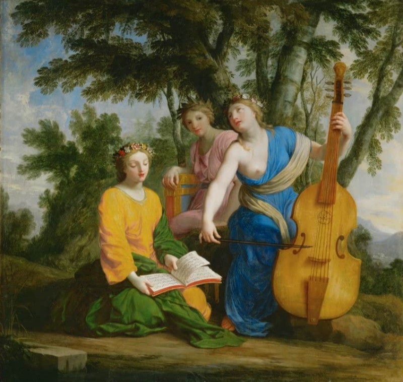 Melpomene, Erato und Polymnia, c.1652/55 | Eustache Le Sueur | Giclée Leinwand-Kunstdruck