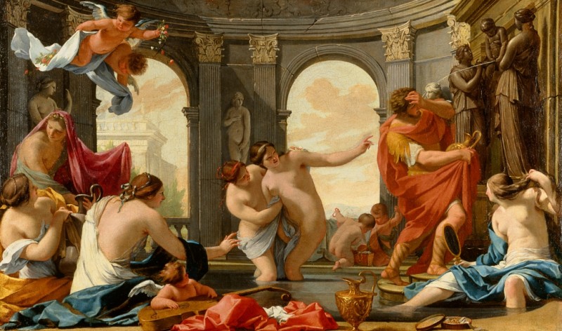 Poliphile im Bad mit den Nymphen, c.1640 | Eustache Le Sueur | Giclée Leinwand-Kunstdruck