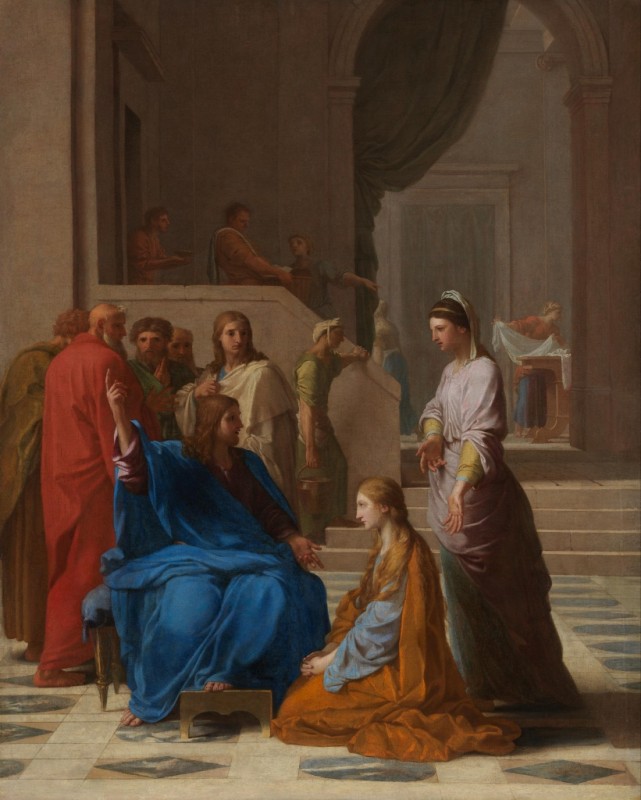 Christus im Hause der Martha, 1654 | Eustache Le Sueur | Giclée Leinwand-Kunstdruck