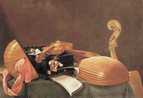 Baschenis | Still-life with Musical Instruments, c.1650 | Giclée Canvas Print