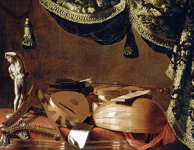Stilleben mit Musikinstrumenten und einer Statuette, c.1660 | Baschenis
