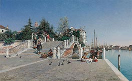 Ponte Della Calcina, Dorsoduro, Venice, 1888 von Federico del Campo | Leinwand Kunstdruck