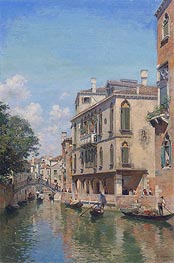 Federico del Campo | A Busy Day on a Venetian Canal, 1910 | Giclée Canvas Print