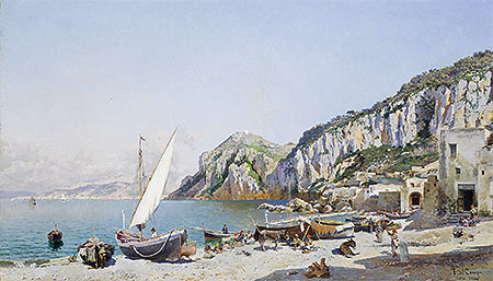 Federico del Campo | Beach at Capri, 1884 | Giclée Leinwand Kunstdruck