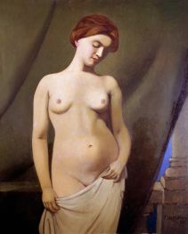 Female nude, green curtain, 1897 by Félix Vallotton | Giclée Canvas Print