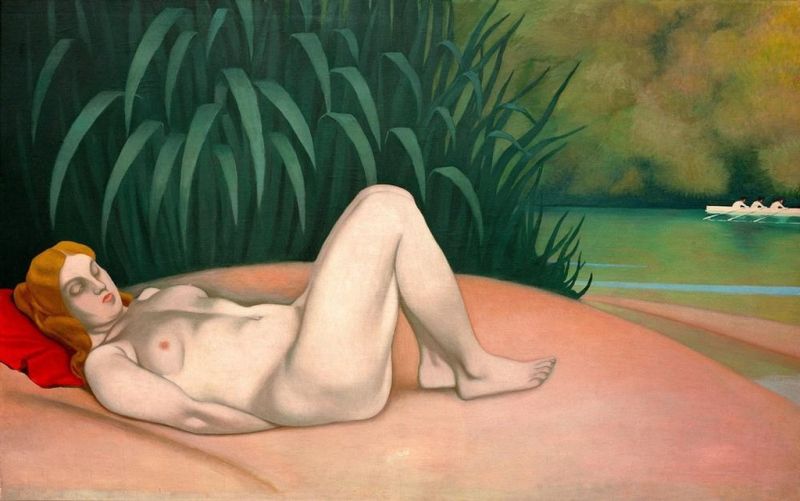 Nackte Frau schlafend am Wasser, 1921 | Félix Vallotton | Giclée Leinwand-Kunstdruck