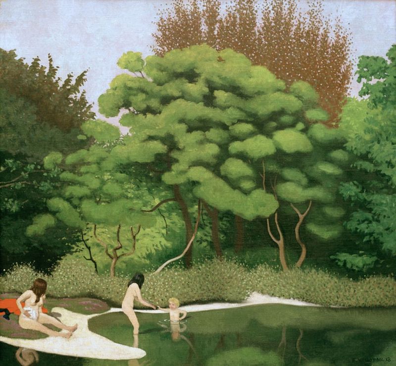 Sunny Woodland Landscape with Two Women and a Child, 1918 | Félix Vallotton | Giclée Canvas Print