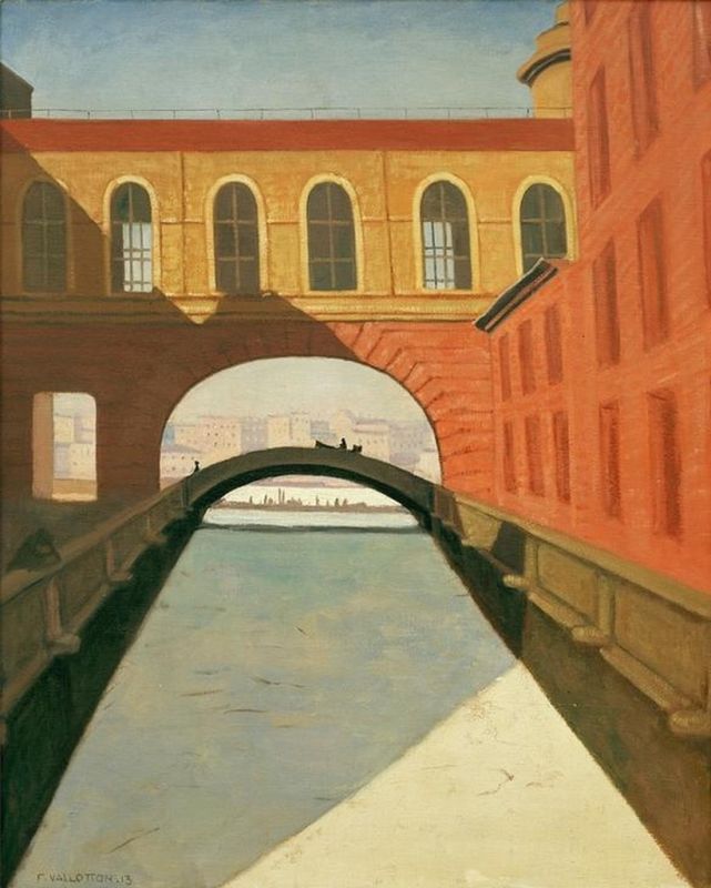 Canal gele et pont pres de l'Ermitage a Saint-Petersbourg, 1913 | Félix Vallotton | Giclée Leinwand-Kunstdruck