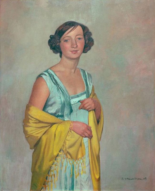 Damenbildnis mit gelbem Schal, 1909 | Félix Vallotton | Giclée Leinwand-Kunstdruck