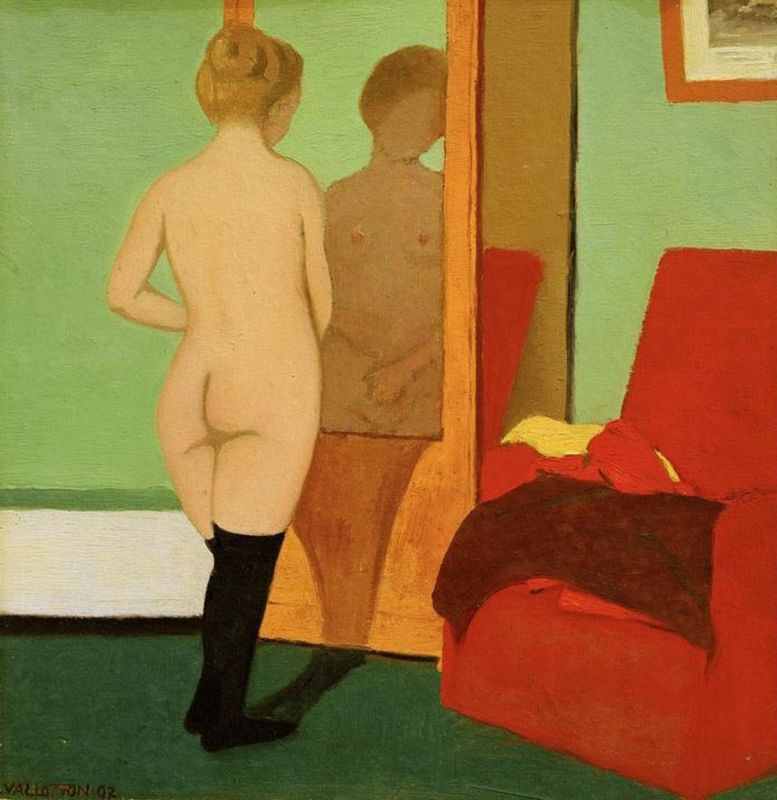 Weiblicher Akt vor Spiegelschrank, 1897 | Félix Vallotton | Giclée Leinwand-Kunstdruck