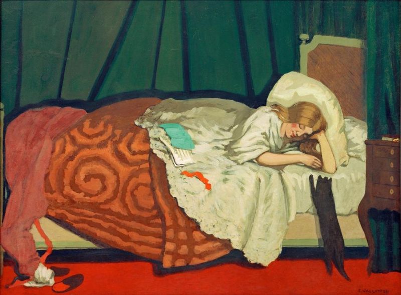 Woman in bed playing with a cat, 1899 | Félix Vallotton | Giclée Canvas Print