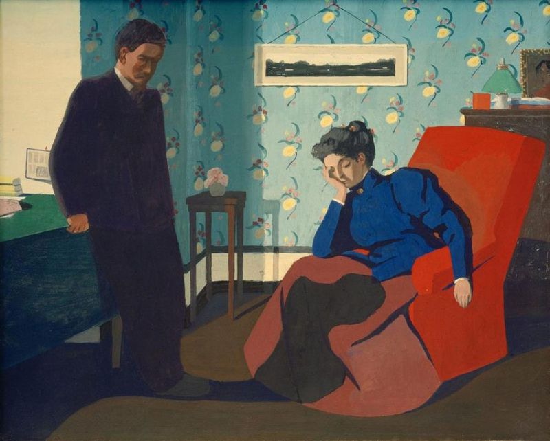 Interior With Red Armchair and Figures, 1899 | Félix Vallotton | Giclée Canvas Print