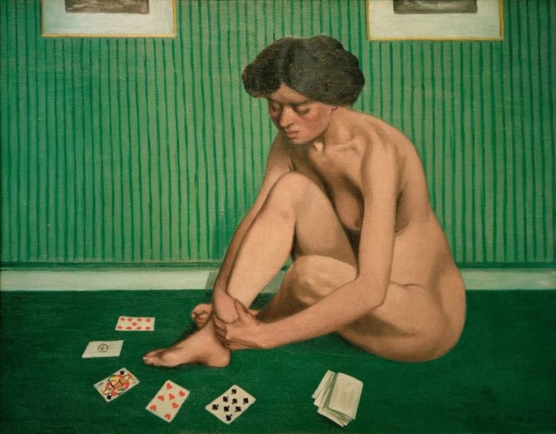 Frau beim Kartenspiel, grünes Zimmer, 1912 | Félix Vallotton | Giclée Leinwand-Kunstdruck