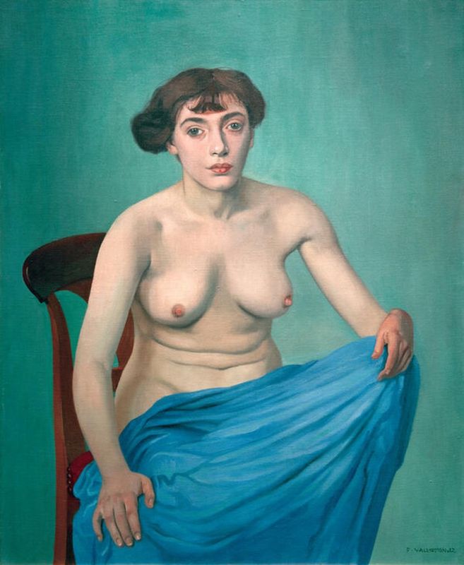 Torse à l'étoffe bleue, 1912 | Félix Vallotton | Giclée Leinwand-Kunstdruck