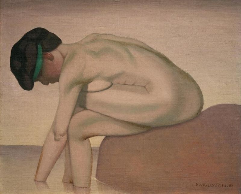 Badende im Profil auf einem Felsen sitzend, 1919 | Félix Vallotton | Giclée Leinwand-Kunstdruck