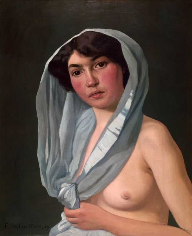 Frau mit blauem Schal, 1909 | Félix Vallotton | Giclée Leinwand-Kunstdruck