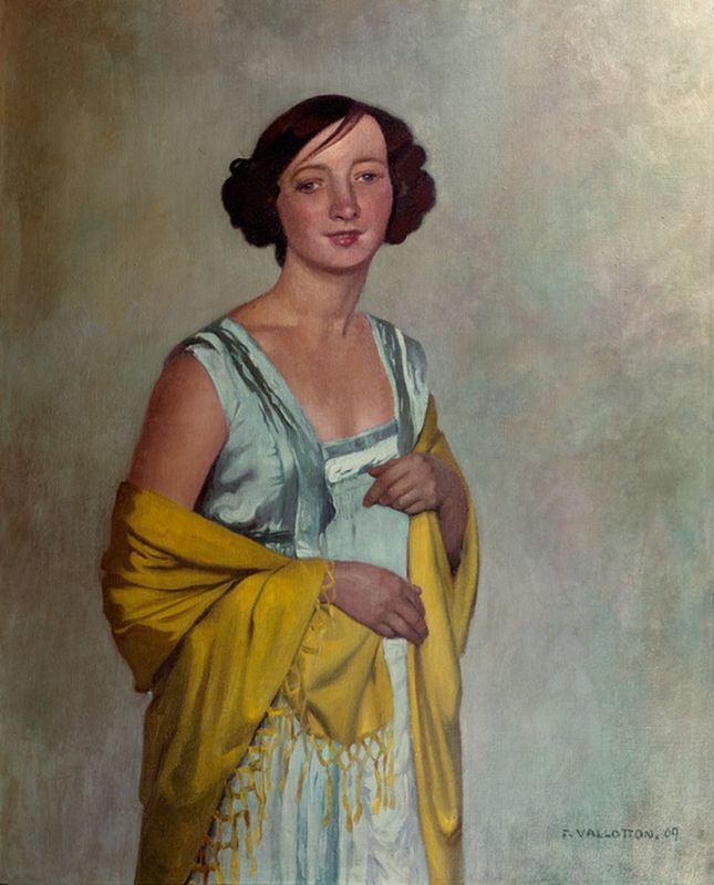 Damenbildnis mit gelbem Schal, 1909 | Félix Vallotton | Giclée Leinwand-Kunstdruck