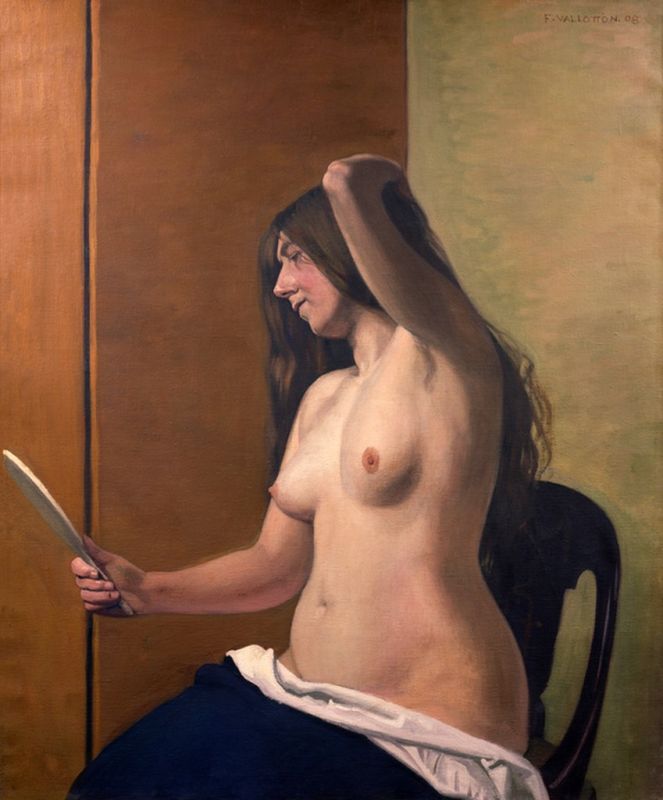 Akt mit Spiegel, 1908 | Félix Vallotton | Giclée Leinwand-Kunstdruck