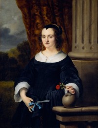 Portrait of a Lady Holding a Flower, 1650 | Ferdinand Bol