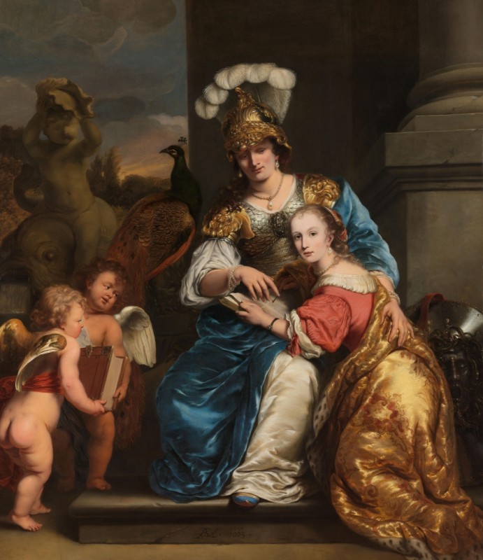 Margarita Trip as Minerva, Instructing her Sister Anna Maria Trip, 1663 | Ferdinand Bol | Giclée Canvas Print