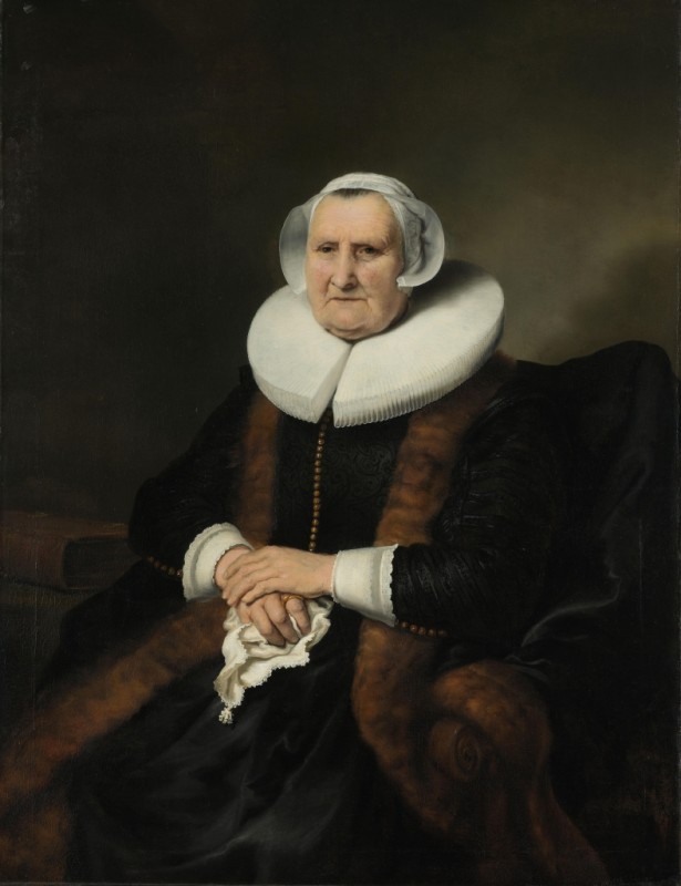 Porträt einer alten Dame (Elisabeth Bas), c.1640/45 | Ferdinand Bol | Giclée Leinwand-Kunstdruck