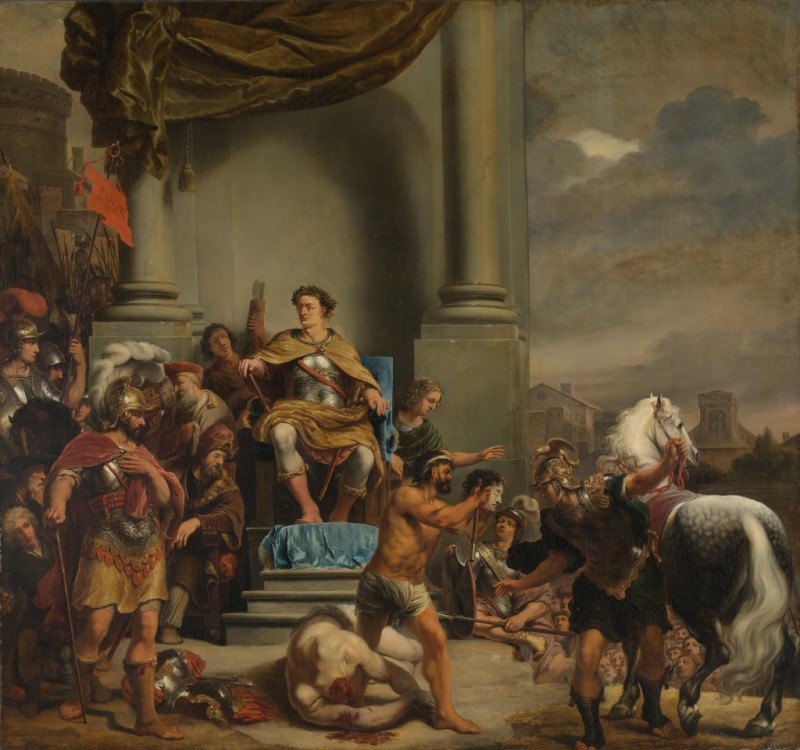 Konsul Titus Manlius Torquatus ordnet die Enthauptung seines Sohnes an, c.1661/63 | Ferdinand Bol | Giclée Leinwand-Kunstdruck